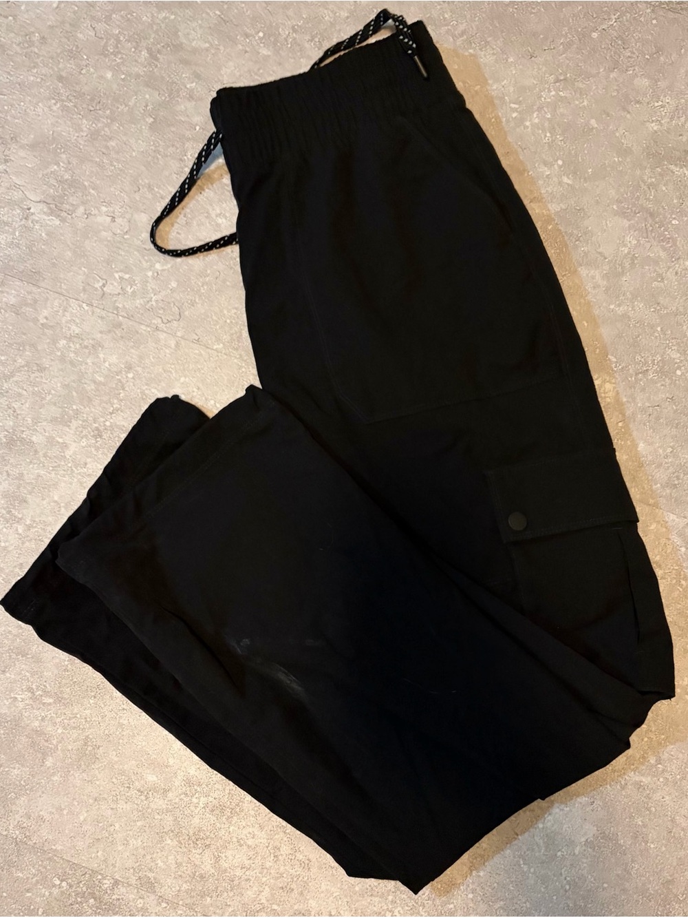 Kyodan Black Cargo Jogger Pants with Drawstring Waist